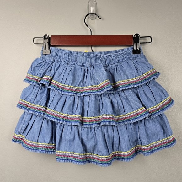 MINI BODEN Ruffle Tiered‎ Woven Skort Multi-color Rainbow Girls Size 6-7 Years - Picture 4 of 8